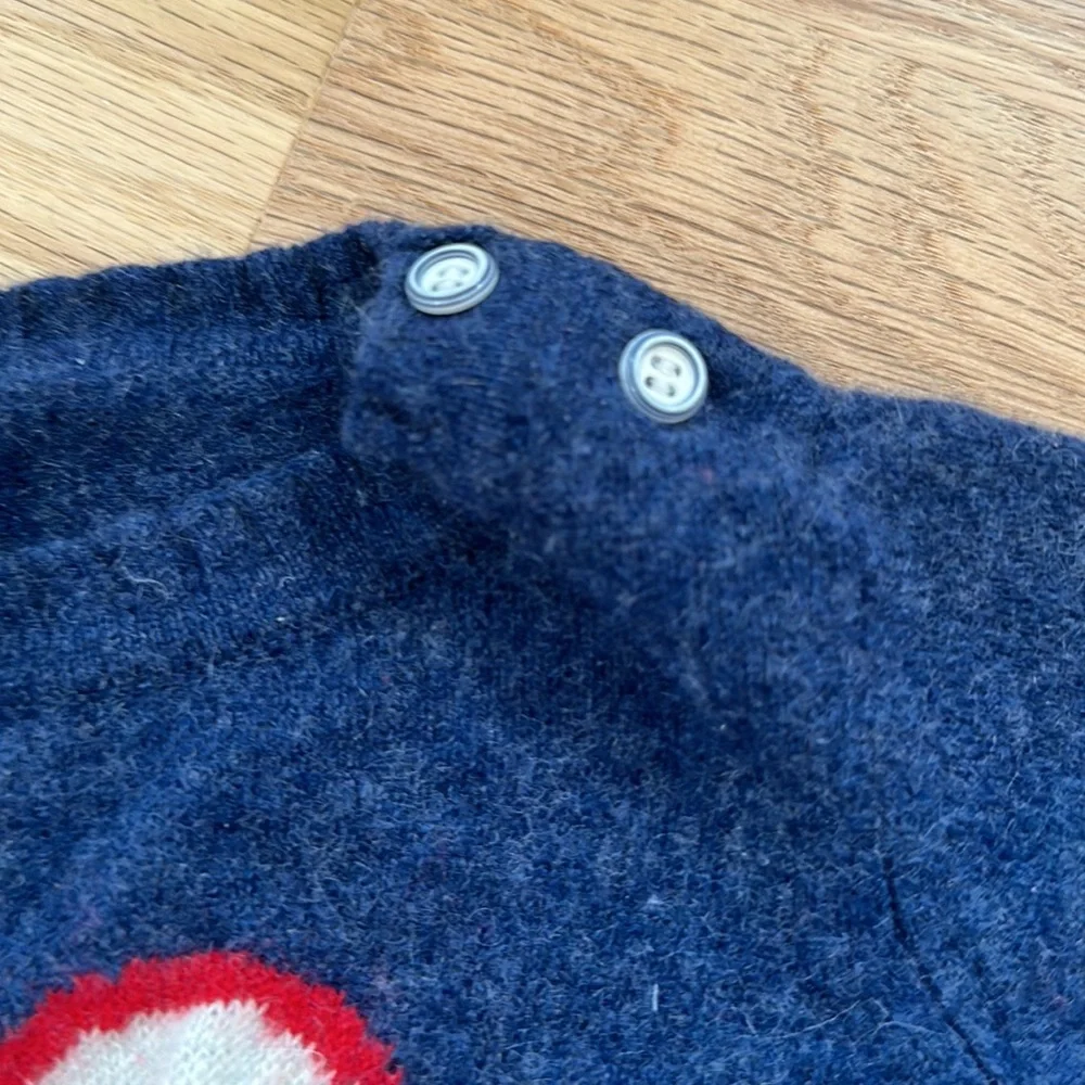 Busy Bees navy with striped heart Cashmere Sweater little girls size 4